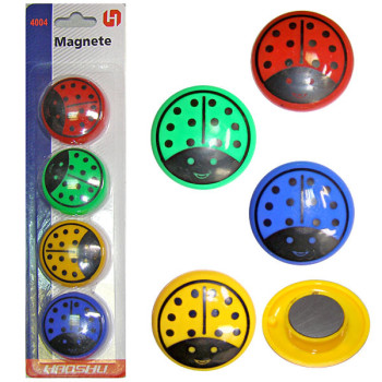 Магнит БОЖЬЯ КОРОВКА 4 шт 40044, 4 цвета, 4 см