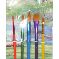 Кисти 3690-5шт, НЕЙЛОН,  mix = 3 круглые + 2 плоские