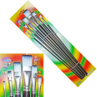     Кисти B1026-F-6шт, НЕЙЛОН, (1,3,5,7,9,11) плоские прямые