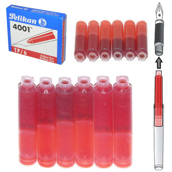 Капсулы PELIKAN 4001 красные, 1 уп/ 6 капсул 4x38x7мм