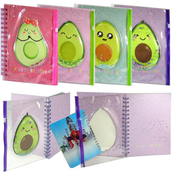 Блокнот дет. А-5, АВОКАДО, 21971-3, 80 л., обложка живые паетки, спираль, клетка
